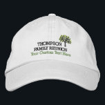 Casquette de baseball brodée de la Réunion de<br><div class="desc">Le casquette parfait pour votre réunion de famille - caractéristiques de conception un arbre et 3 lignes de texte fait sur commande - ajoutez votre nom de famille, titre d'événement, date, emplacement, date, etc. grand pour des réunions, événements de famille, parties et croisières de famille. (Changez facilement les couleurs des...</div>