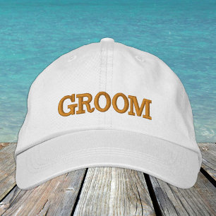Casquette de baseball brodée GROOM or / blanc