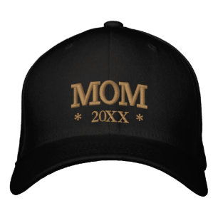 Casquette de baseball brodée MOM 20XX or / blanc