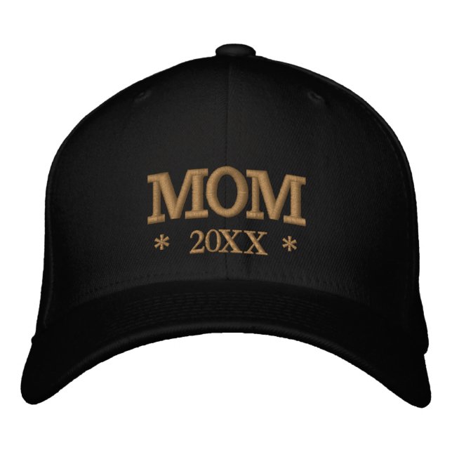 Casquette de baseball brodée MOM 20XX or / blanc (Devant)