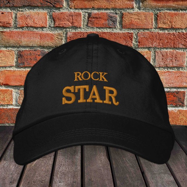 Casquette de baseball brodée ROCK STAR or / noir (Créateur téléchargé)
