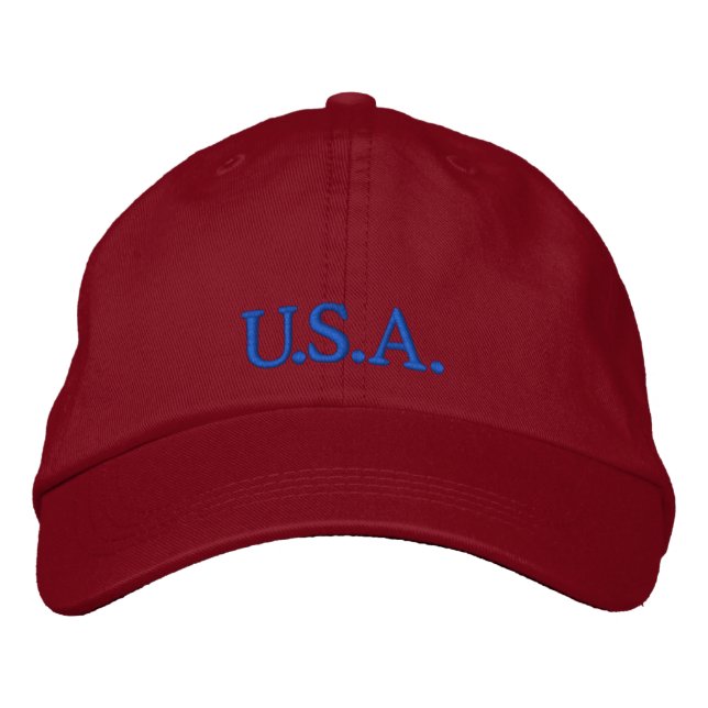 Casquette de baseball "U.S.A." casquette brodé rou (Devant)