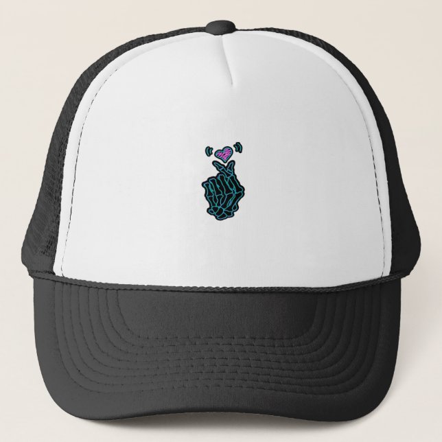Casquette De Belles Mains De Squelette Avec Un Signal Coeur  (Devant)