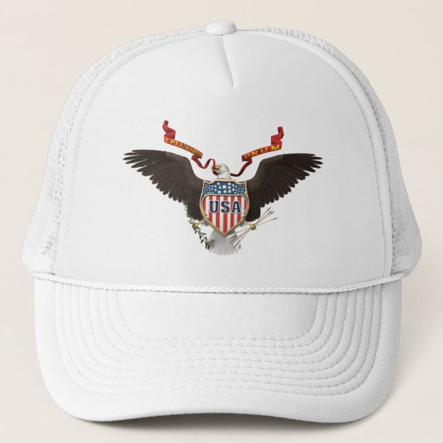 Casquette de blanc d'Eagle Etats-Unis d'Américain (Devant)