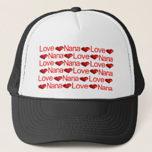 Casquette de camionneur à coeurs rouges Nana Love