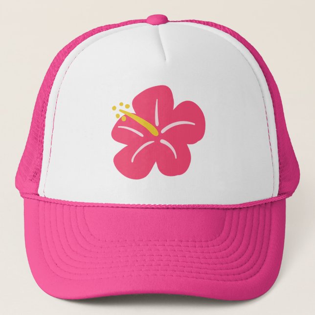 Casquette de camionneur à hibiscus rose (Devant)