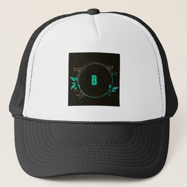 Casquette de camionneur à texte imprimé Lettre B M (Devant)