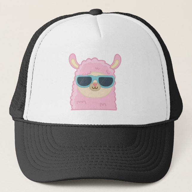Casquette de camionneur à visage de lama mignon av (Devant)