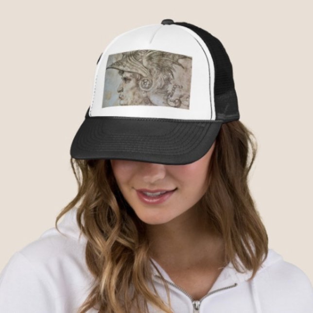 Casquette de camionneur avec casque de guerrier de (Trucker Hat   Adjust from 17" to 24" 100% polyester foam front 100% nylon mesh back. )