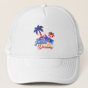Casquette de camionneur avec palmier patriotique "