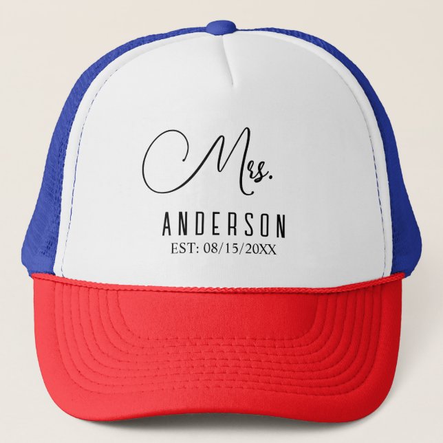 Casquette de camionneur avec texte « mrs » et nom  (Devant)