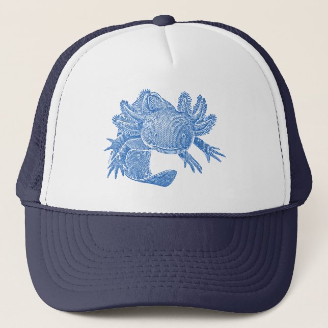 Casquette de camionneur Axolotl - BLEU (Devant)