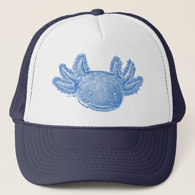 Casquette de camionneur Axolotl - BLEU (Devant)