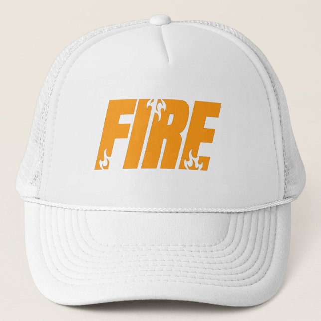 Casquette de camionneur blanche avec typographie d (Devant)