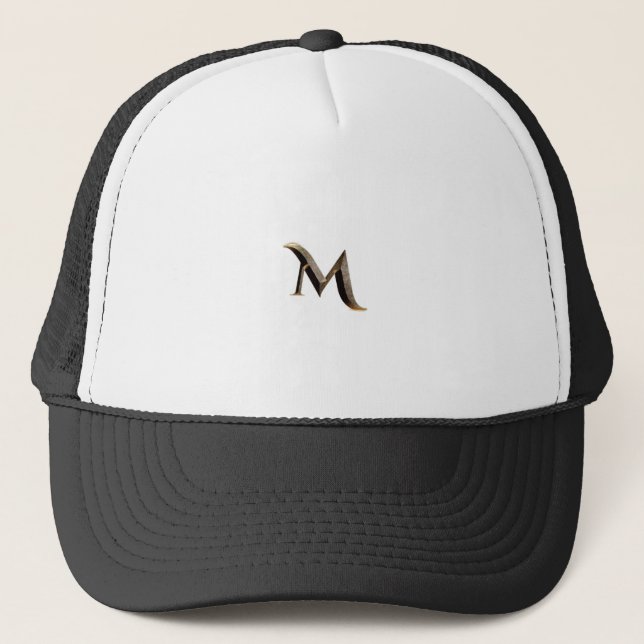 Casquette de camionneur blanche et noire avec mono (Devant)