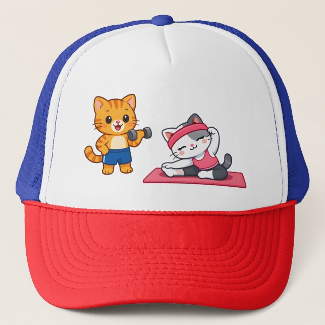 Casquette de camionneur Chat de gym (Devant)