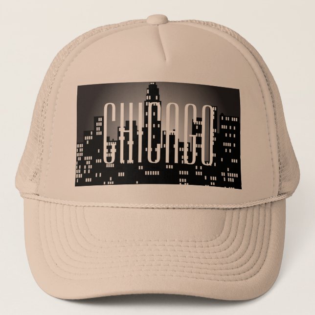Casquette de camionneur Chicago Skyline (Devant)