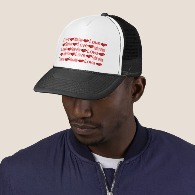 Casquette de camionneur coeurs rouges J'aime mon b (En situation)