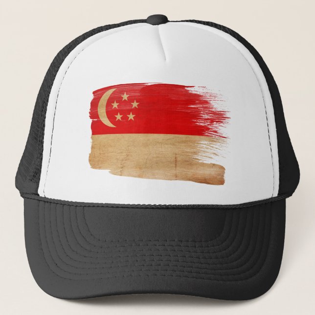 Casquette de camionneur de drapeau de Singapour (Devant)