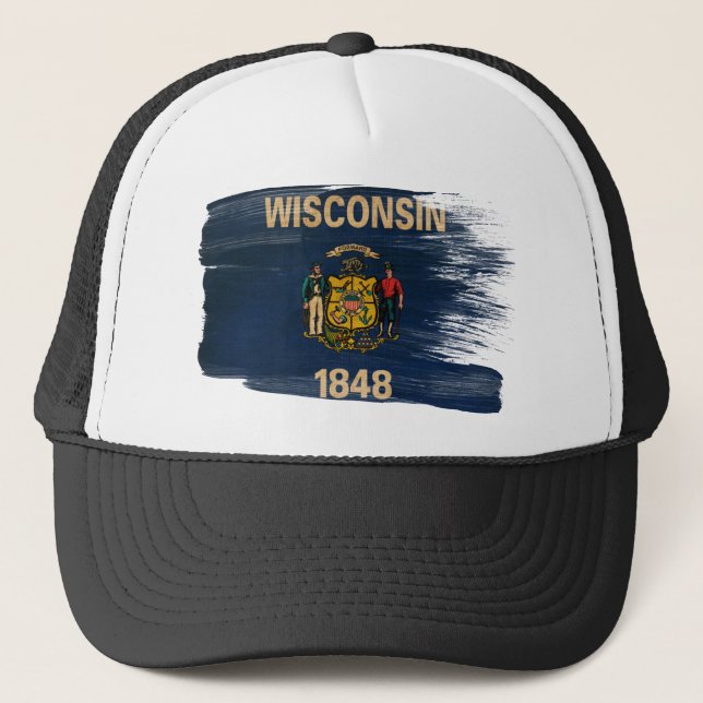 Casquette de camionneur de drapeau du Wisconsin (Devant)