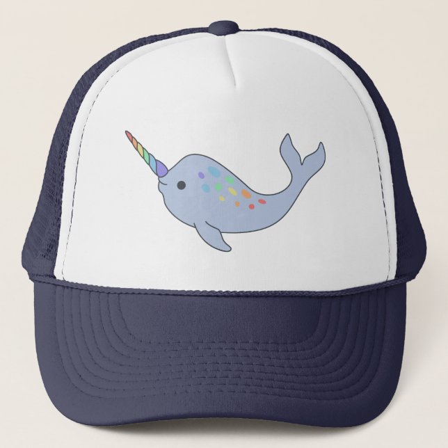 Casquette de camionneur de Narwhal d'arc-en-ciel (Devant)