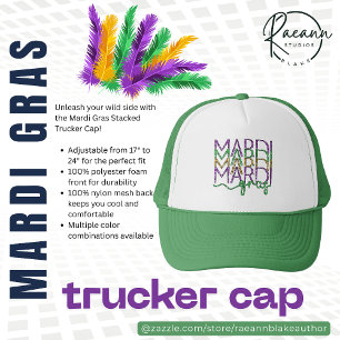 Casquette de camionneur empilée Mardi Gras