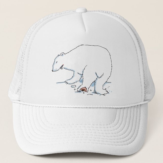 Casquette de camionneur en mousse blanche d'ours p (Devant)