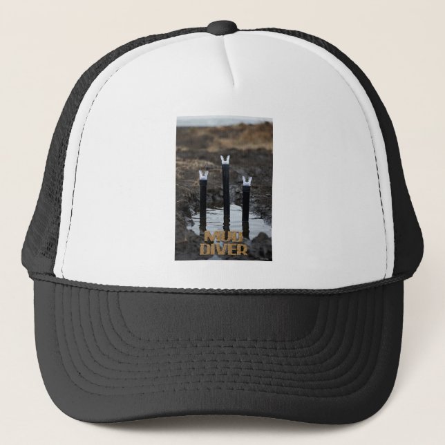 Casquette de camionneur en mousse blanche et noire (Devant)