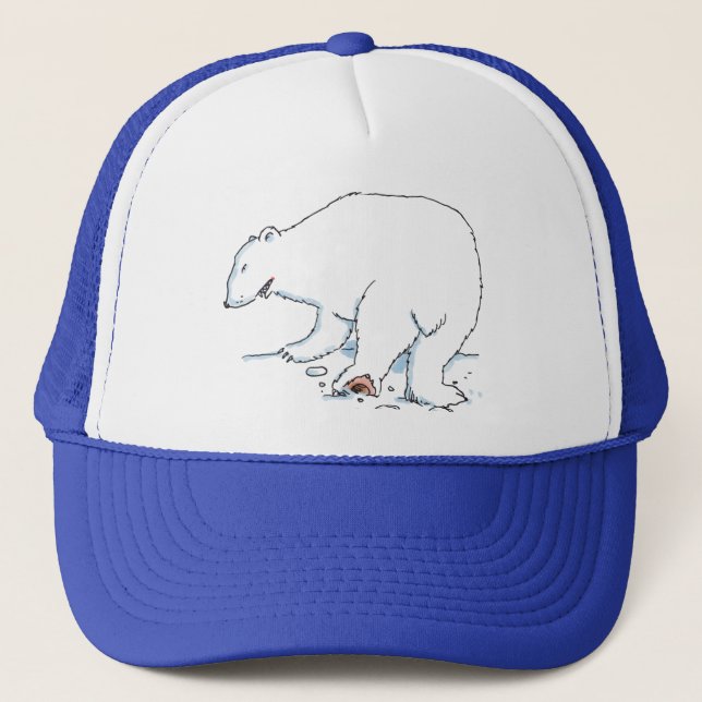 Casquette de camionneur en mousse bleue et blanche (Devant)