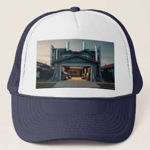 Casquette de camionneur en mousse noire et blanche