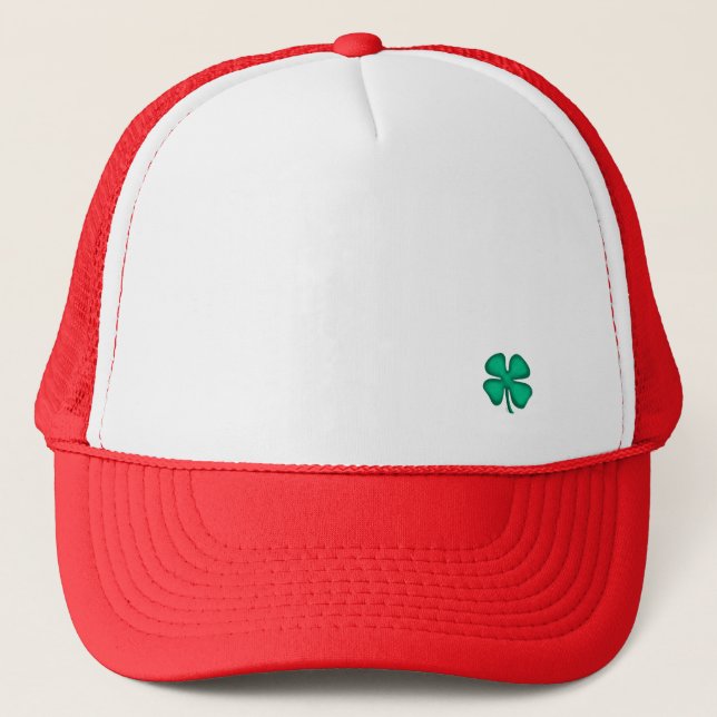 Casquette de camionneur en mousse rouge Trèfle irl (Devant)