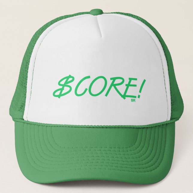 Casquette de camionneur en mousse verte et blanche (Devant)