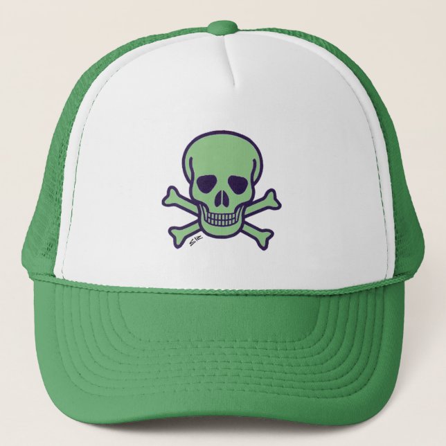 Casquette de camionneur en mousse verte et blanche (Devant)