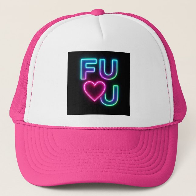 Casquette de camionneur FULU rose chaud (Devant)