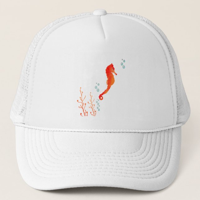 Casquette de camionneur Hippocampe Aquarelle (Devant)