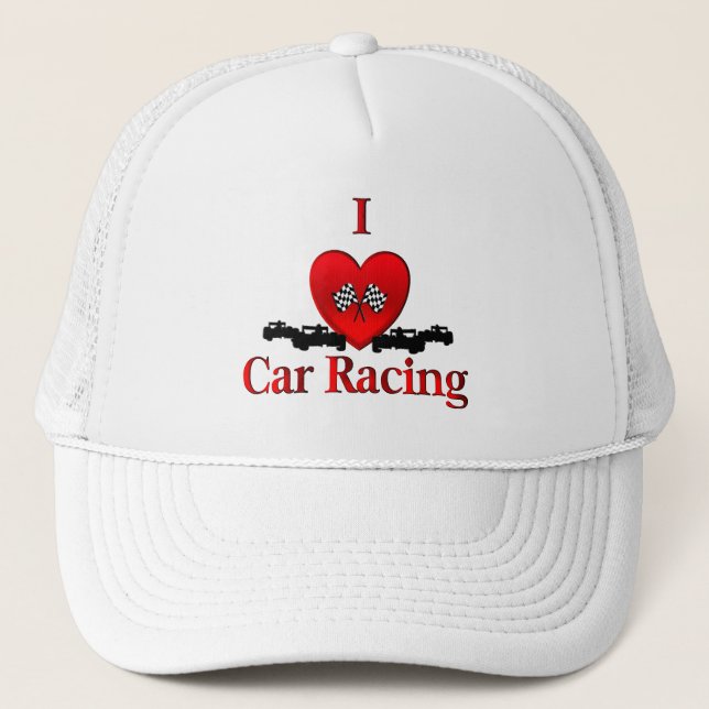 Casquette de camionneur I Heart Car Racing (Devant)