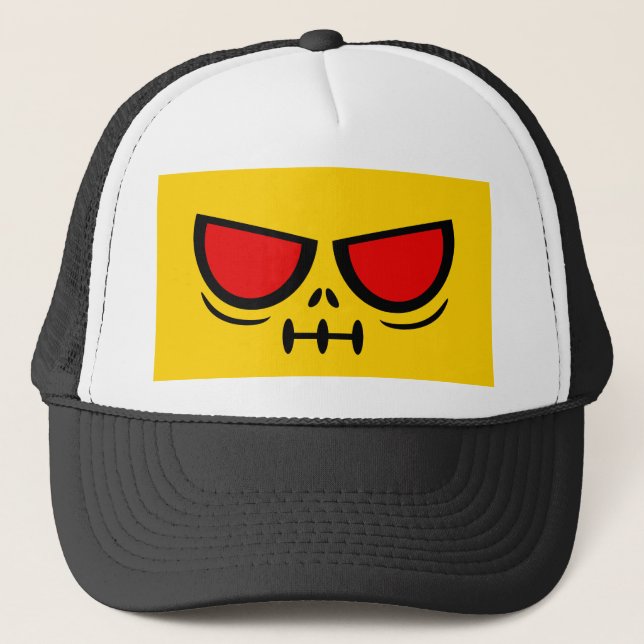 Casquette de camionneur jaune et noir Grim Face™ B (Devant)