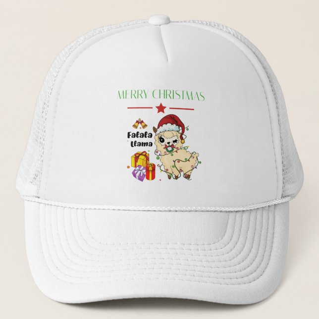 Casquette de camionneur lama de Noël (Devant)