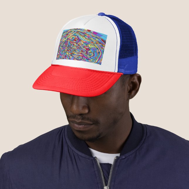 Casquette de camionneur mer de corail abstraite (En situation)