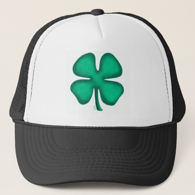 Casquette de camionneur noire Lucky 4 Leaf Irish C (Devant)