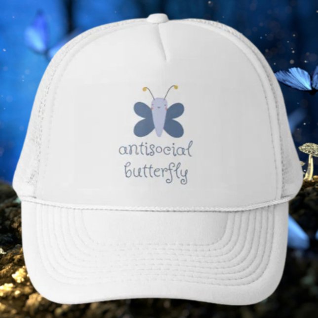 Casquette de Camionneur Papillon Antisocial – Bleu (Créateur téléchargé)