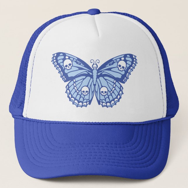 Casquette de camionneur Papillon Crâne Bleu (Devant)