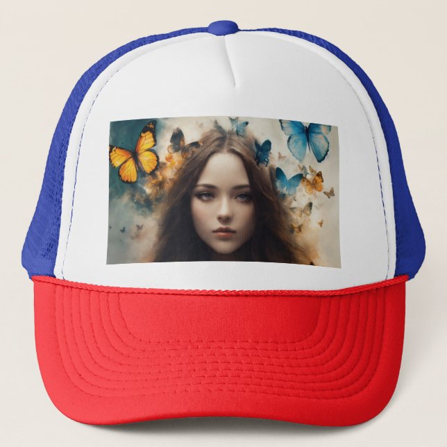 Casquette de camionneur : Papillon & Plume  (Devant)