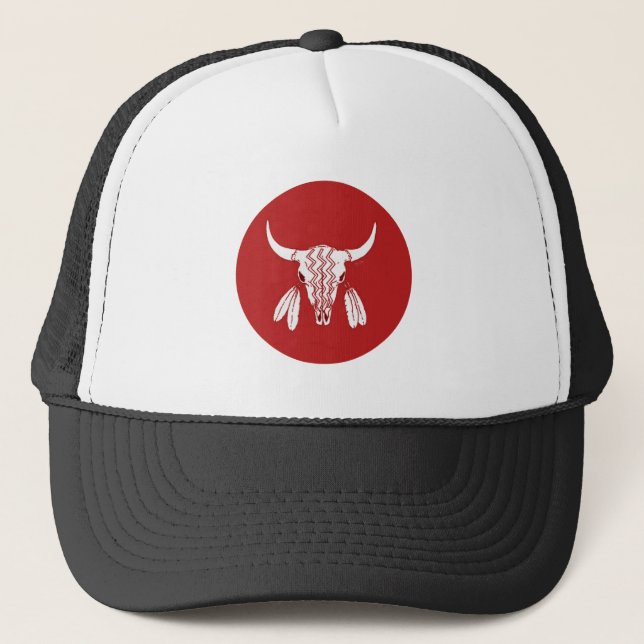 Casquette de camionneur rouge Ghost Dance Buffalo  (Devant)