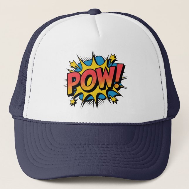 Casquette de camionneur vibrante rétro POW ! de st (Devant)