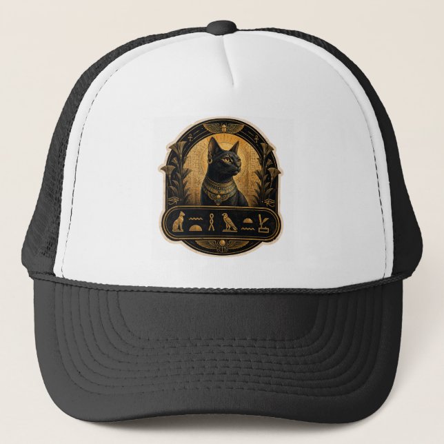 Casquette de chat Bastet égyptienne - Design hiéro (Devant)