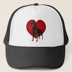 Casquette de coeur rouge de chien Rottweiler