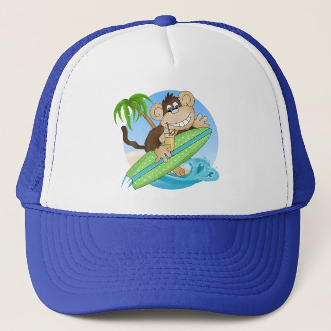 Casquette de dessin animé de Surfing Monkey Beach (Devant)