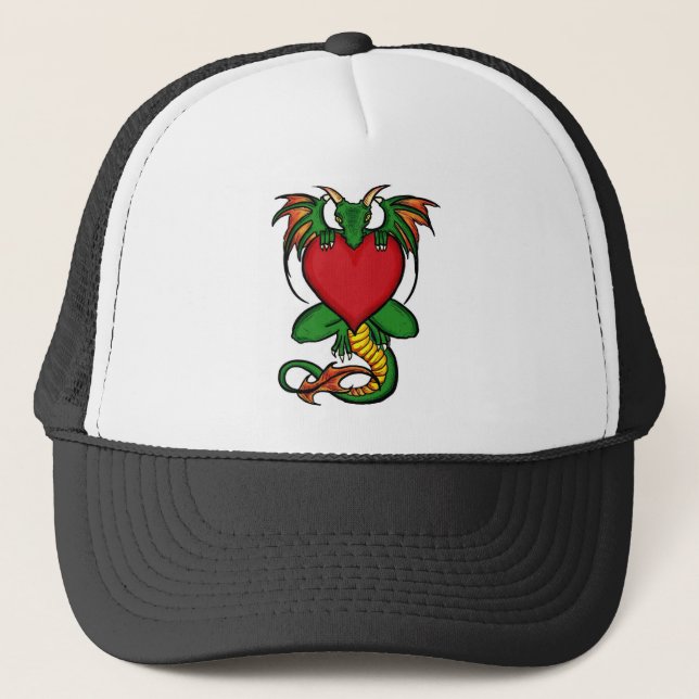 Casquette de dragon artistique de coeur vert simpl (Devant)