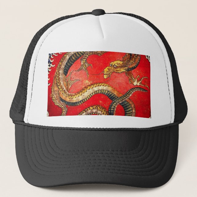 Casquette de dragon japonais Hokusai Gold (Devant)